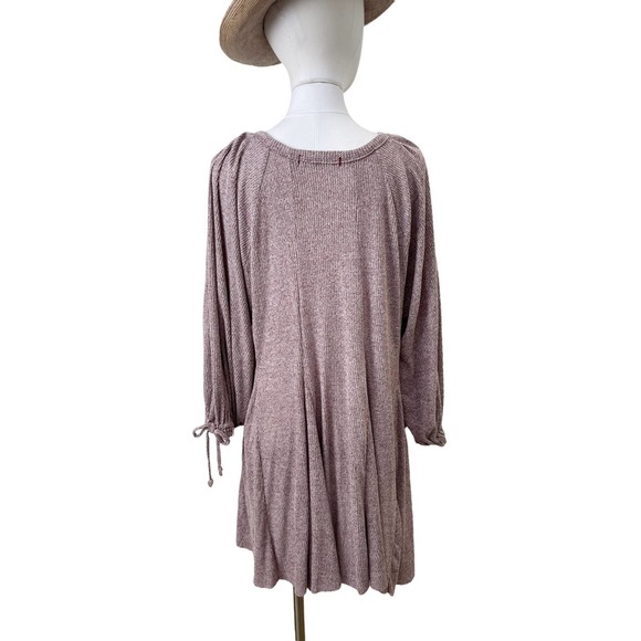 We The Free People Dress BEACHY Boho Oversized Mini Tunic Mauve Vee  Sz XS - S - Picture 6 of 8